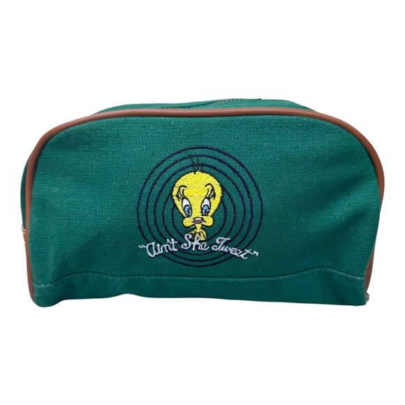 Vintage NEW Warner Bros Tweety "Aint She Tweet" Canvas Pouch Makeup Shaving Bag - Picture 1 of 12